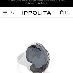 Like NEW Ippolita statement SS ring with hematite gemstone
